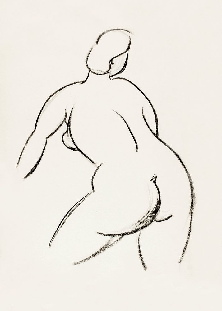 Naked woman showing her bottom. Female Nude, Back View by Carl Newman. Original from The Smithsonian. Digitally enhanced by…