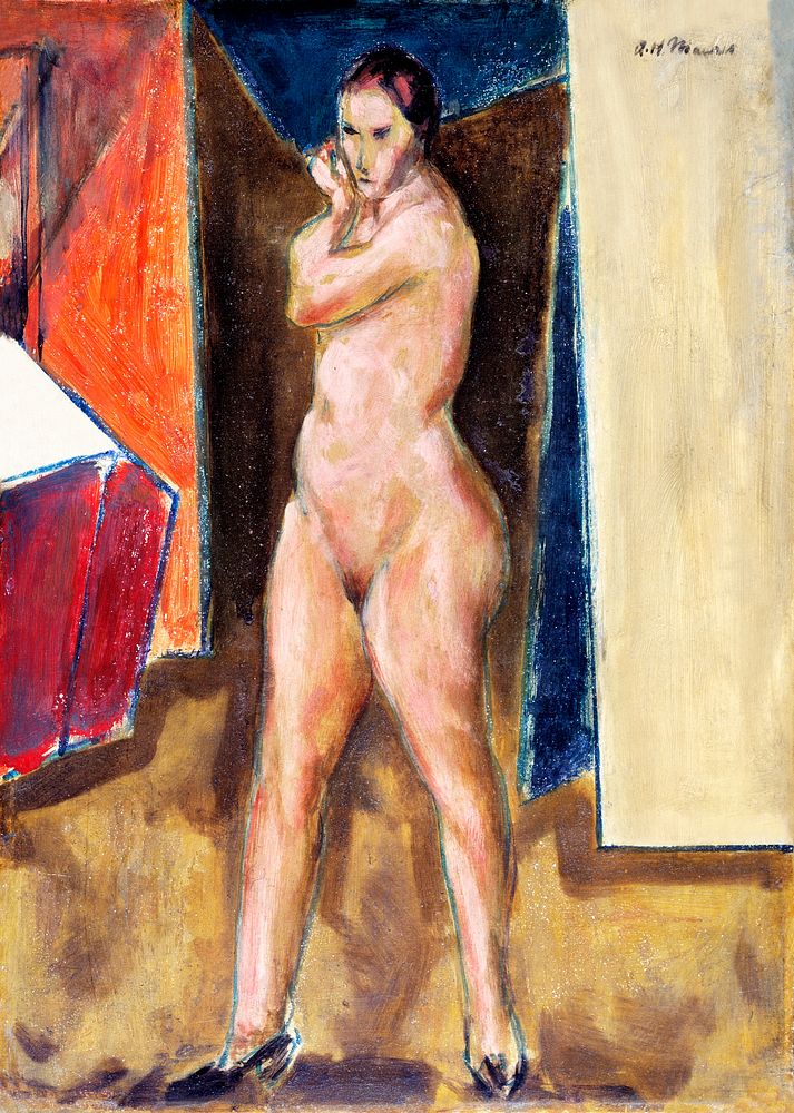 Nude (1927&ndash;1928) by Alfred H. Maurer. Original from The Smithsonian. Digitally enhanced by rawpixel.