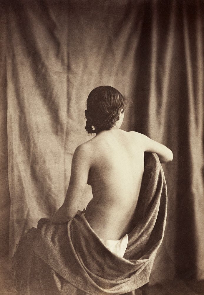 Female nude photography, Draped Model (ca. 1854). Original from The Getty. Digitally enhanced by rawpixel.