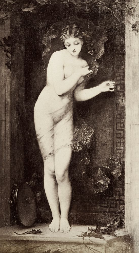 Sensual nude portrait, Painting of a female nude (ca. 1870–1890) by Voillemot. Original from The Getty. Digitally enhanced…