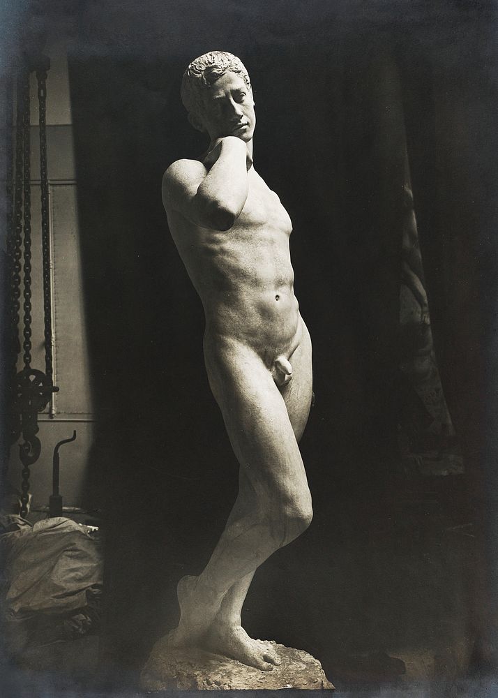 Erotic vintage sculpture naked man, Study of a Sculpture (ca. 1900). Original from The MET Museum. Digitally enhanced by…