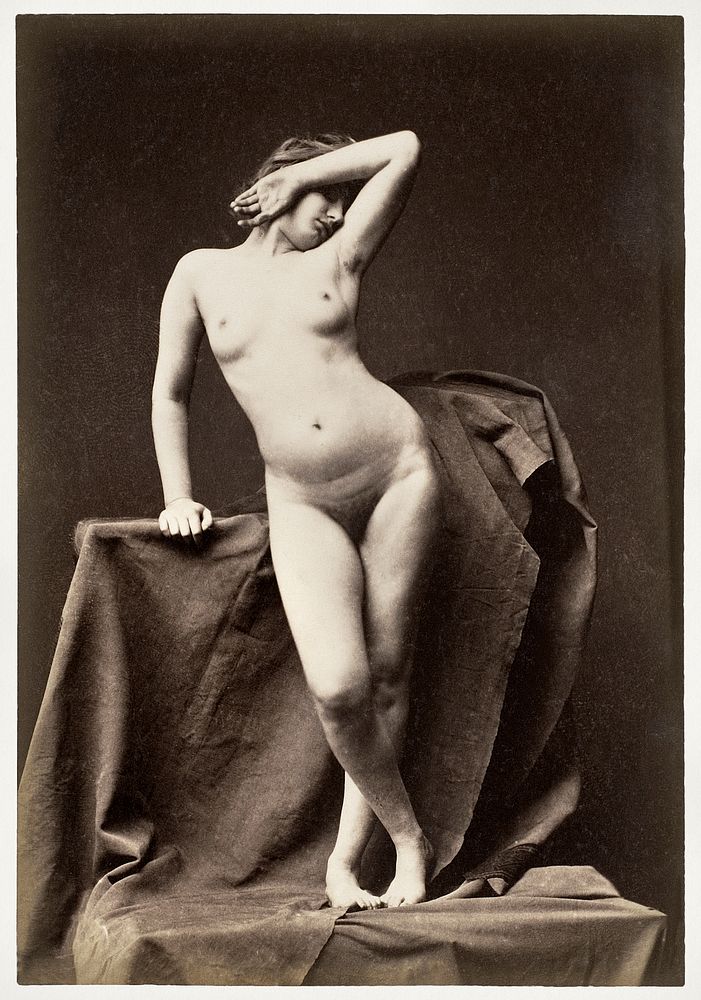 Nude photography of naked woman, Young Woman Nude, from the front with hand over face (1860s). Original from The MET Museum.…
