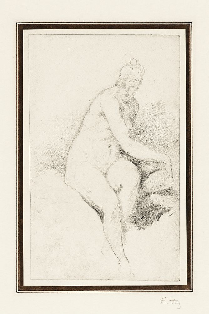 Vintage erotic nude art of a seated nude by William Etty (1787&ndash;1849). Original from The Cleveland Museum of Art.…