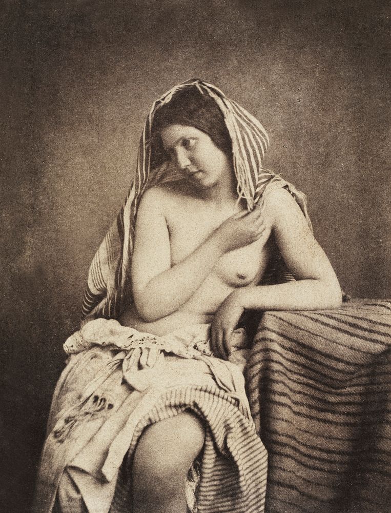 Sensual photography of naked woman, Study after Nature (ca. 1853&ndash;1855) by Julien Vallou de Villeneuve. Original from…
