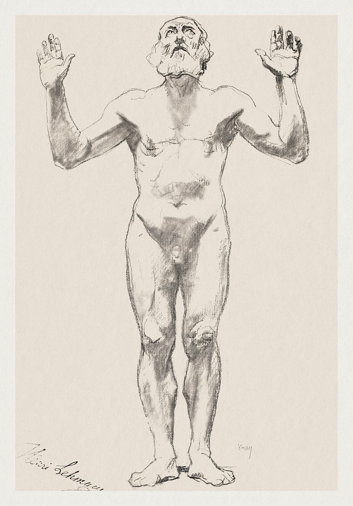 Naked man vintage art, Nude Study of an Old Man (before 1852) by Henri Lehmann. Original from The Cleveland Museum of Art.…