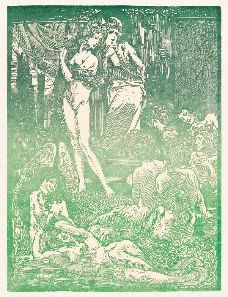 Negen fantastische vrouwenfiguren (1897) by Johannes Josephus Aarts. Original from The Rijksmuseum. Digitally enhanced by…