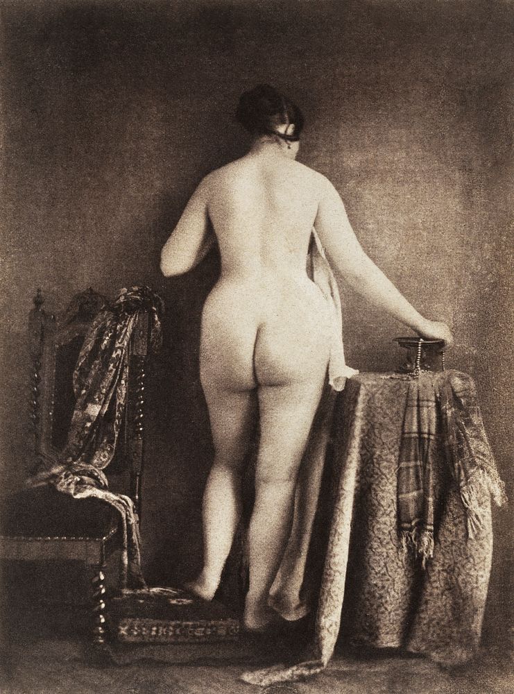Nude photography of naked woman, Standing Female Nude (ca. 1853) by Julien Vallou de Villeneuve. Original from The MET…