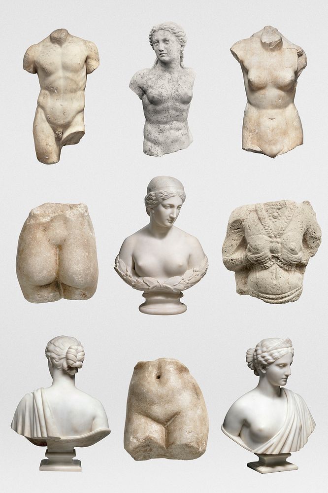 Classic nude torso sculpture set