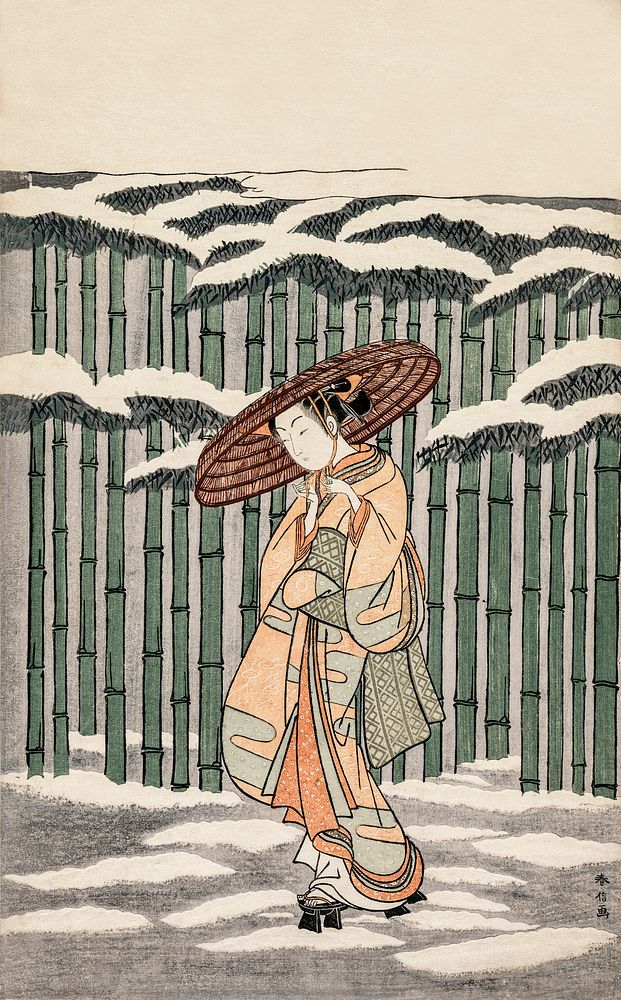 Passing the Bamboo Grove (ca.(1868&ndash;1912) by Suzuki Harunobu. Original from The Cleveland Museum of Art. Digitally…