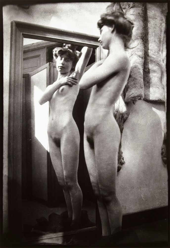 Standing Nude. Vrouwelijk naakt voor spiegel (ca. 1890&ndash;1910) by George Hendrik Breitner. Original from The…