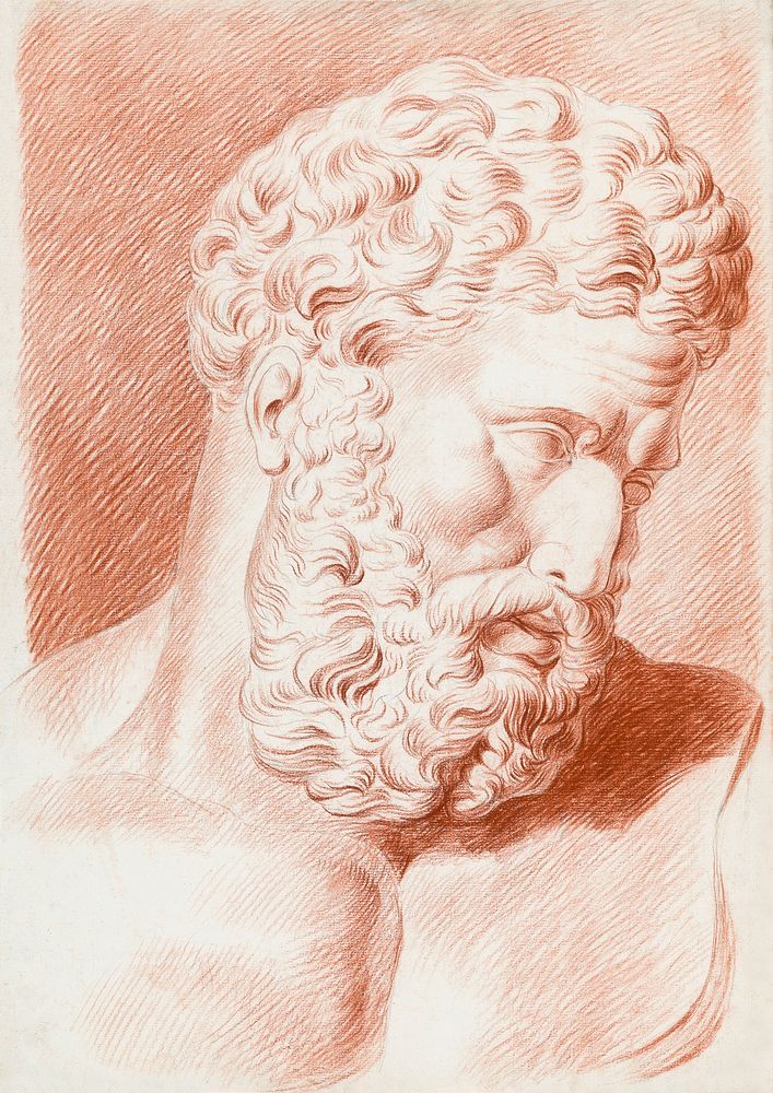 Academiestudie: gipsbeeld van man met baard (1824) by Johannes Tavenraat. Original from The Rijksmuseum. Digitally enhanced…