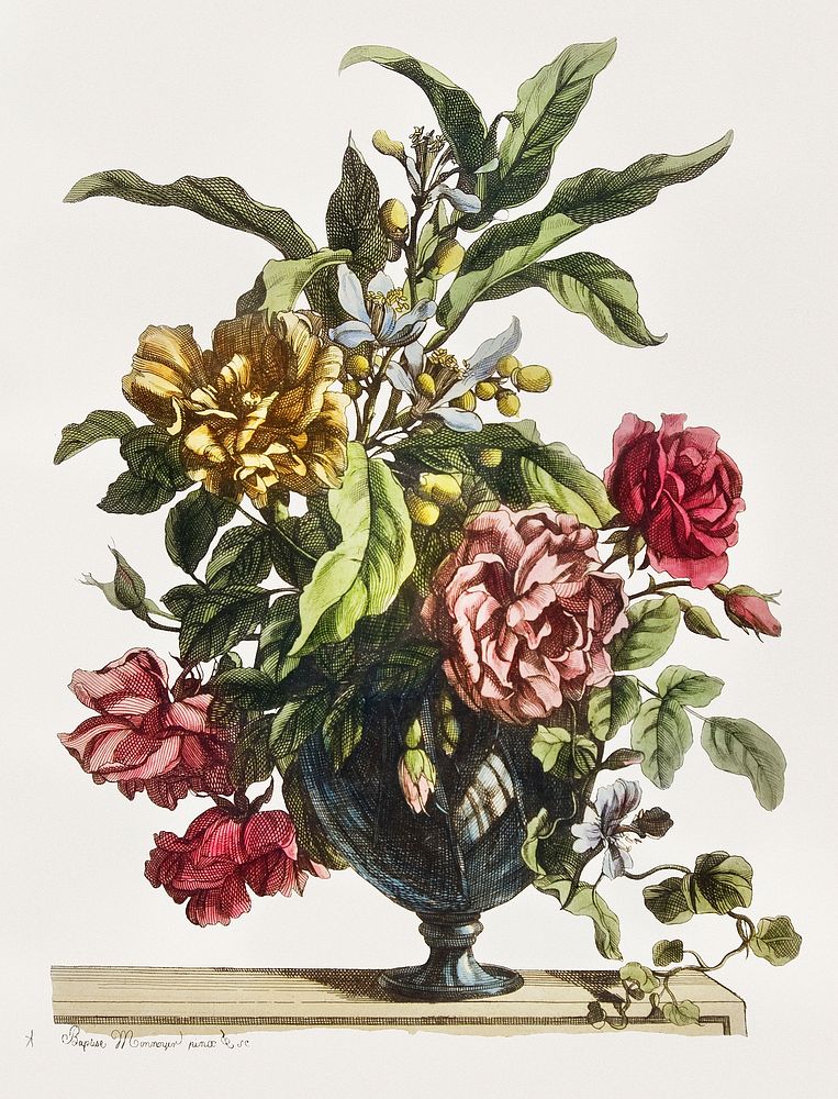 Vase of Flowers (1660) by Jean Baptiste Monnoyer. Original from The Art Institute of Chicago. Digitally enhanced by rawpixel.