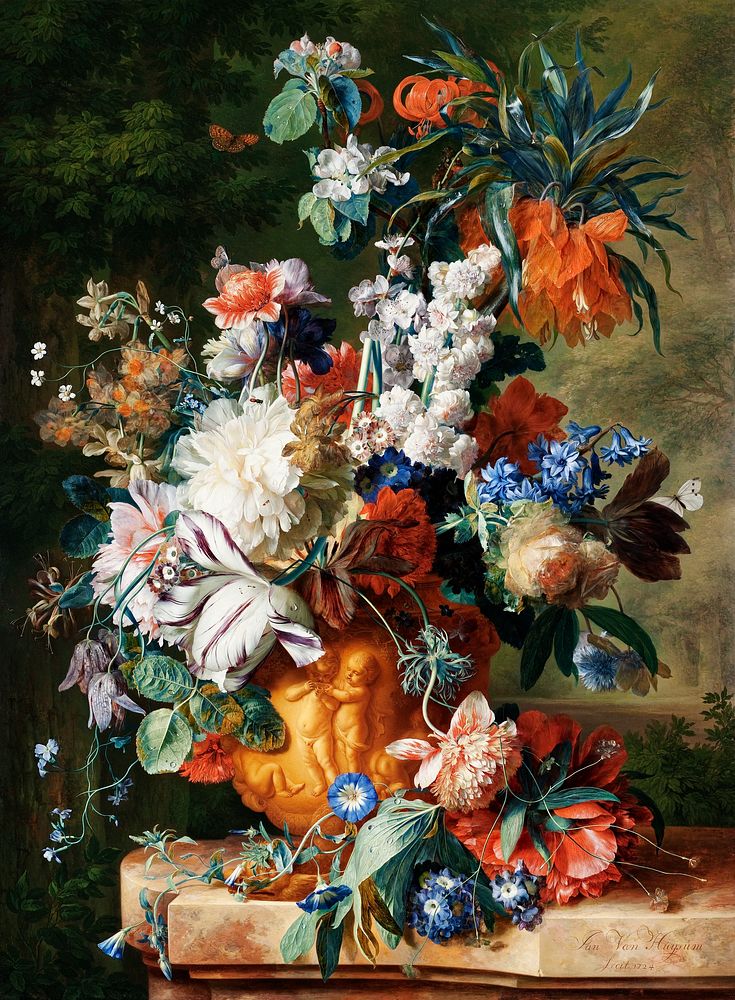 Bouquet of Flowers in an Urn (1724) in high resolution by Jan van Huysum. Original from the Los Angeles County Museum of…