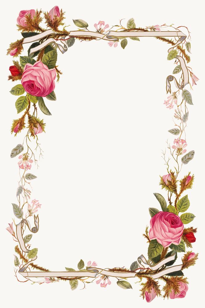 Vintage pink roses border frame | Premium Photo - rawpixel