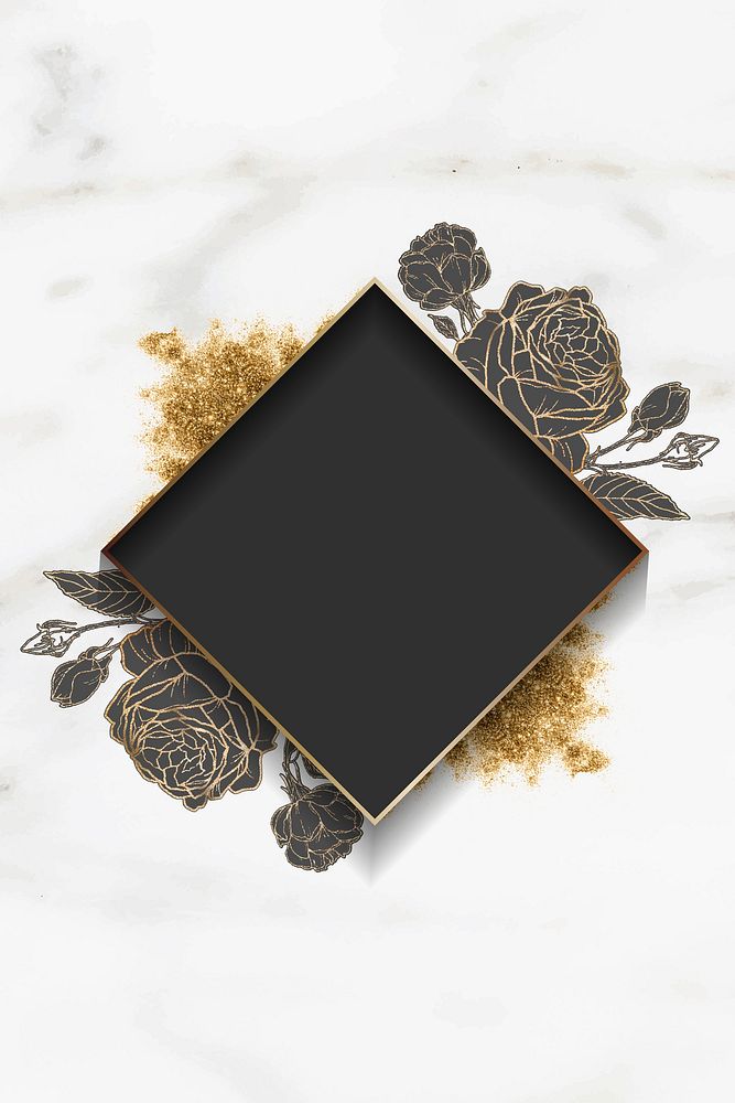 Blank golden floral frame vector