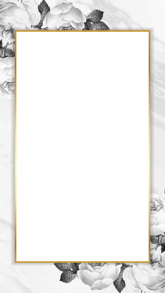 Blank golden rectangle frame vector mobile phone wallpaper