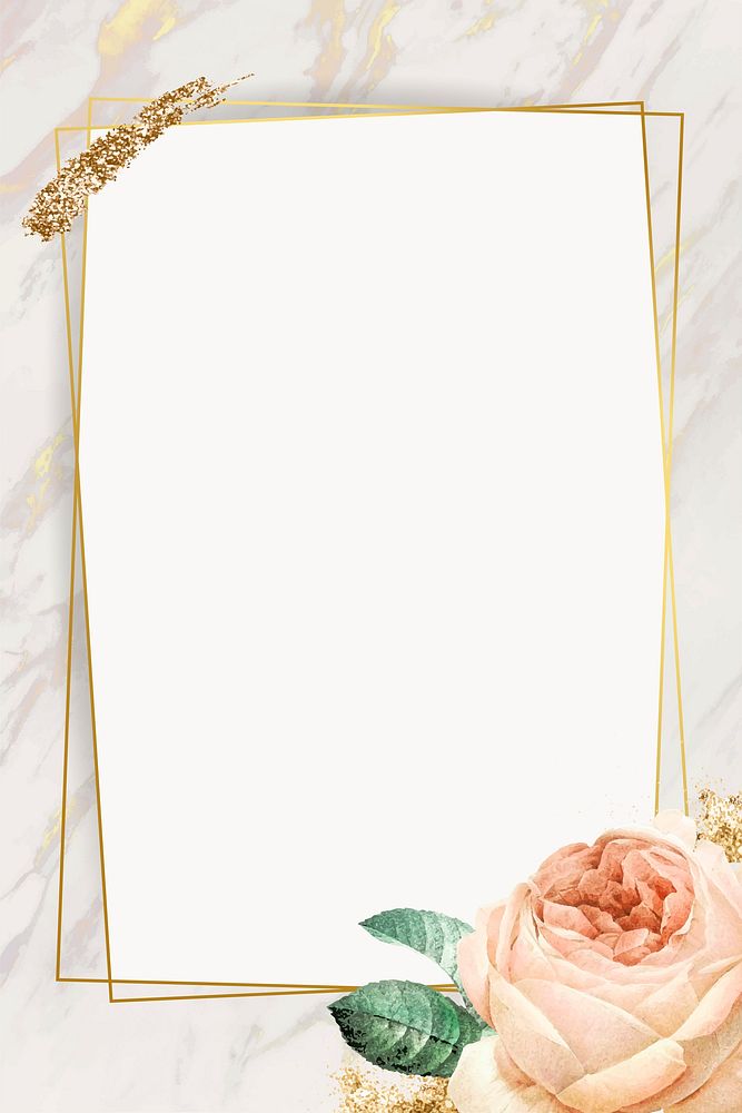 Floral rectangle golden frame vector