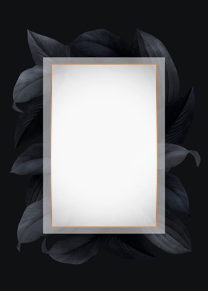 Golden frame on a black leafy background vector