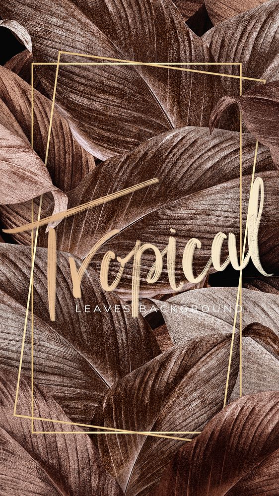 Bronze tropical leaves patterned poster