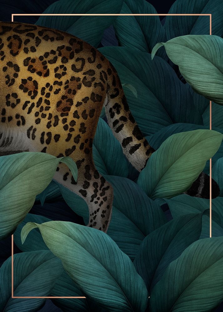 Cheetah on a golden frame illustration