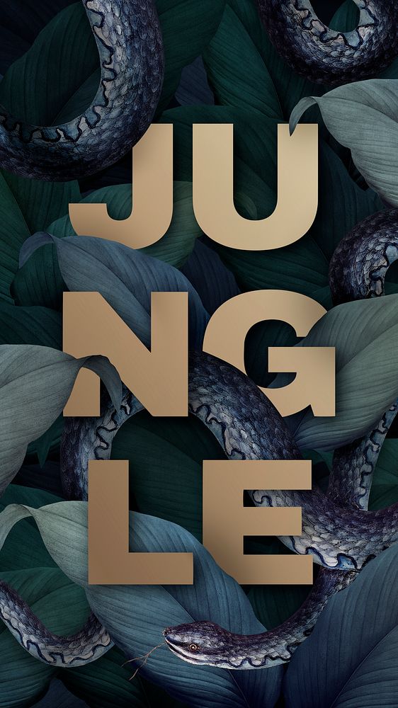 Snake on a leafy background illustration