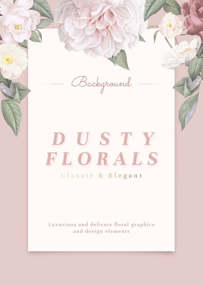 Elegant dusty florals frame design illustration