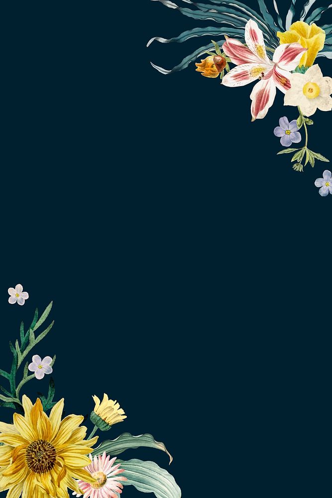 Spring floral border vintage frame vector