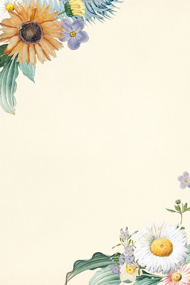 Psd summer floral vintage border