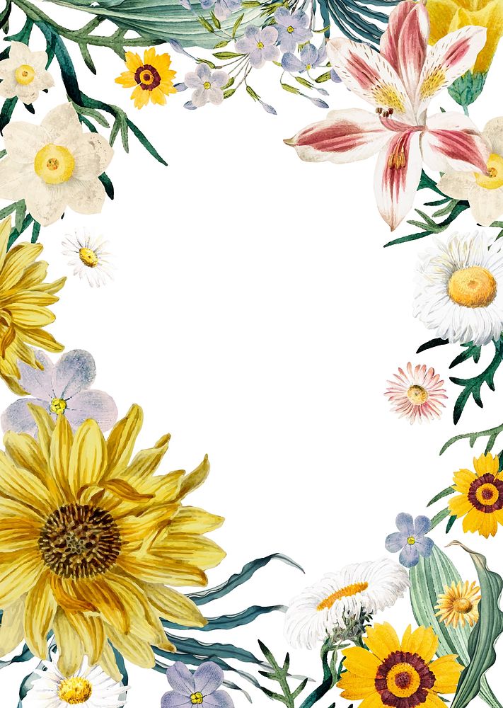 Floral framed invitation card vector