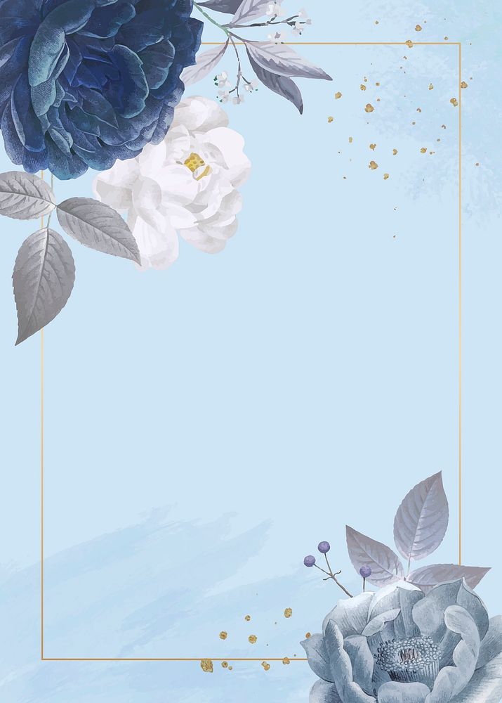 Blue roses themed card template vector