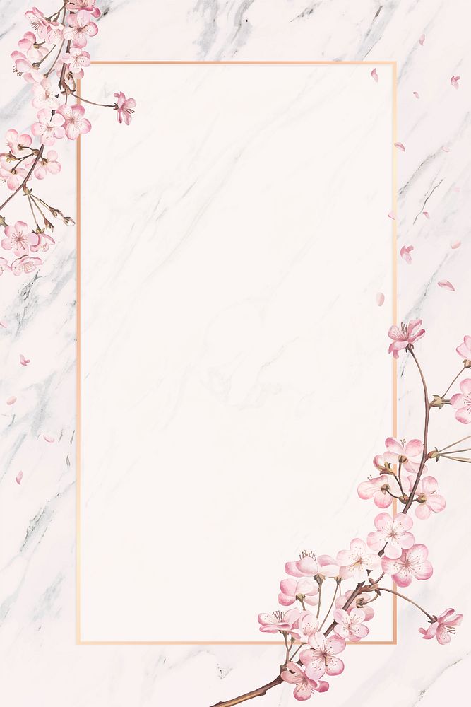 Pink floral frame card vector