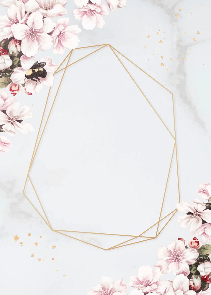 Blank floral golden frame vector