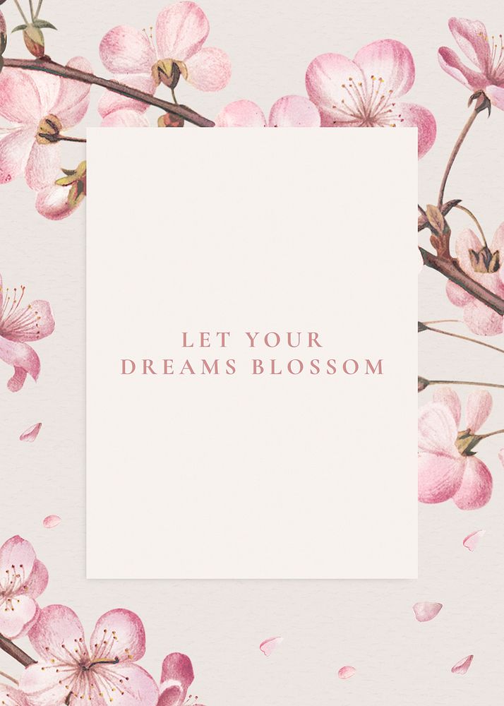 Let your dreams blossom card illustration