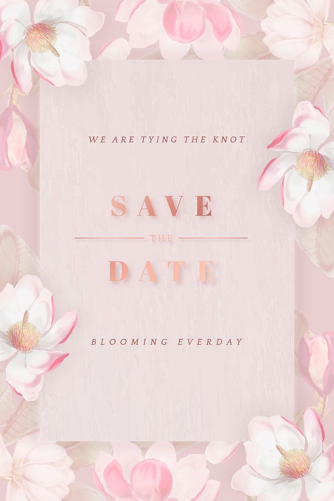 Floral save the date card vector