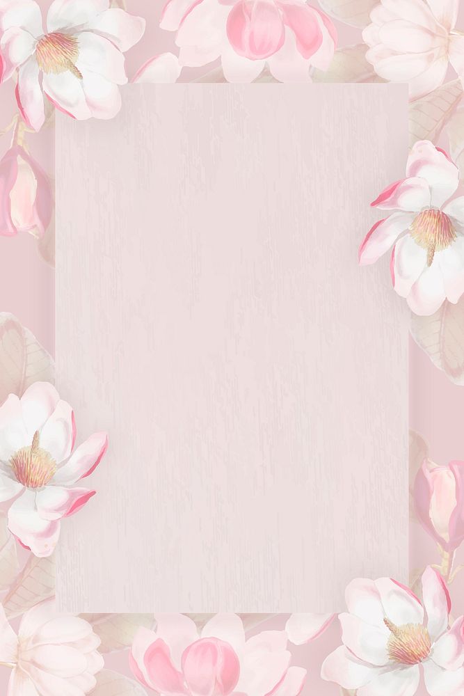 Pink blooming floral frame vector