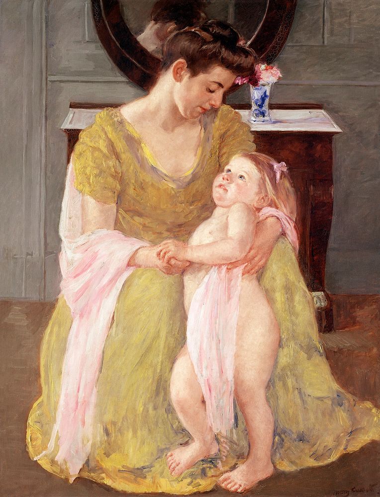 Mother and Child with a Rose Scarf (ca. 1908) painting in high resolution by Mary Cassatt. Original from The MET Museum.…