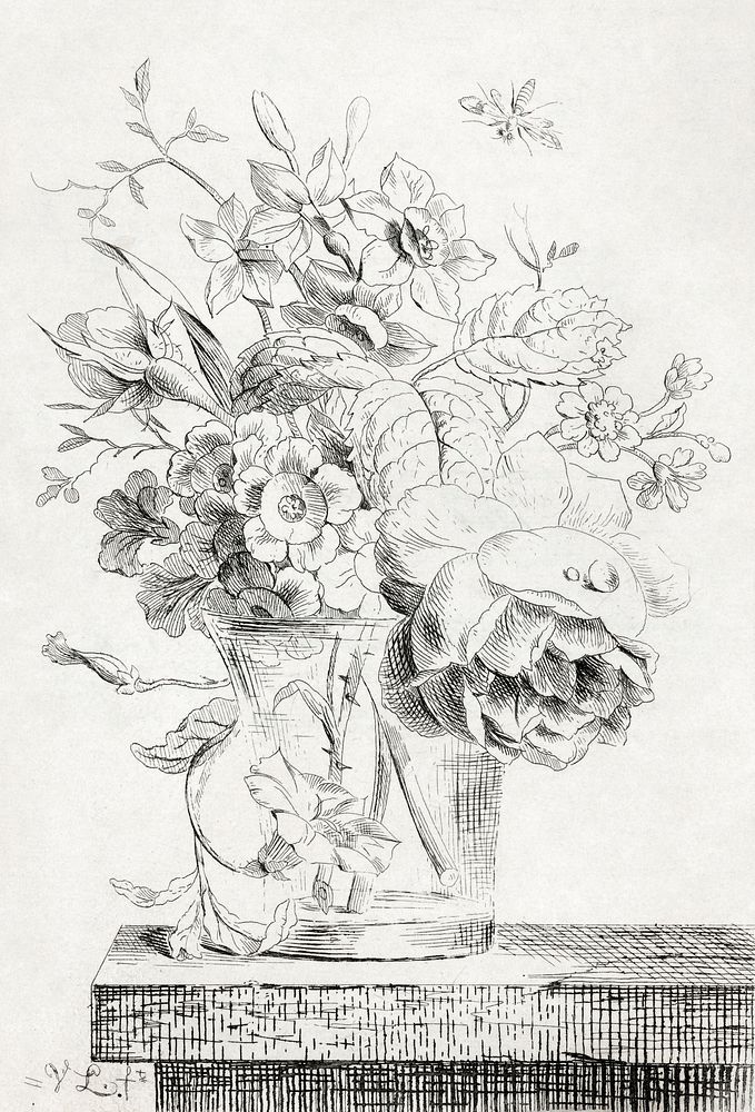 Vase with Flowers (1801) print in high resolution by Willem Van Leen. Original from the Rijksmuseum. Digitally enhanced by…