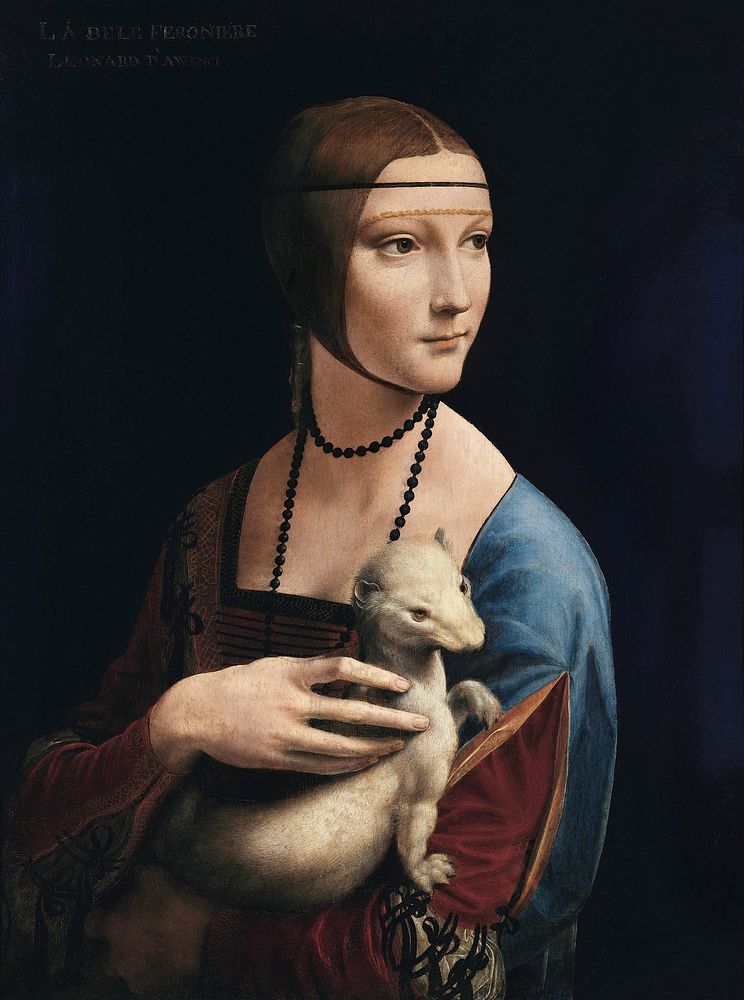 Leonardo da Vinci's Lady with an Ermine (ca. 1490) famous painting. Original from Wikimedia Commons. Digitally enhanced by…