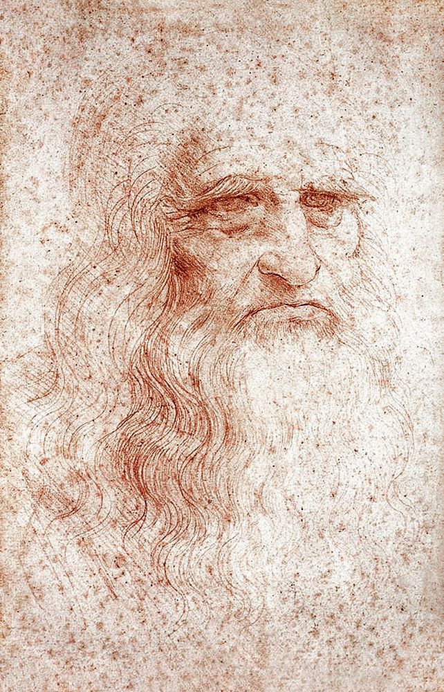 Leonardo da Vinci's Self-portrait (1512) famous painting. Original from Wikimedia Commons. Digitally enhanced by rawpixel.