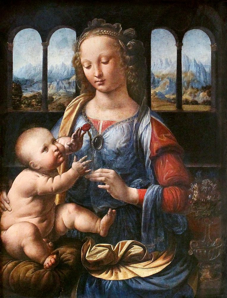 Leonardo da Vinci's Madonna of the Carnation (1478) famous painting. Original from Wikimedia Commons. Digitally enhanced by…