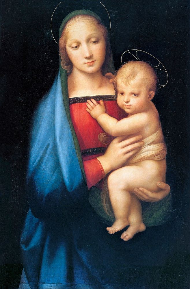 Raphael's Madonna del Granduca (1505) famous painting. Original from Wikimedia Commons. Digitally enhanced by rawpixel.
