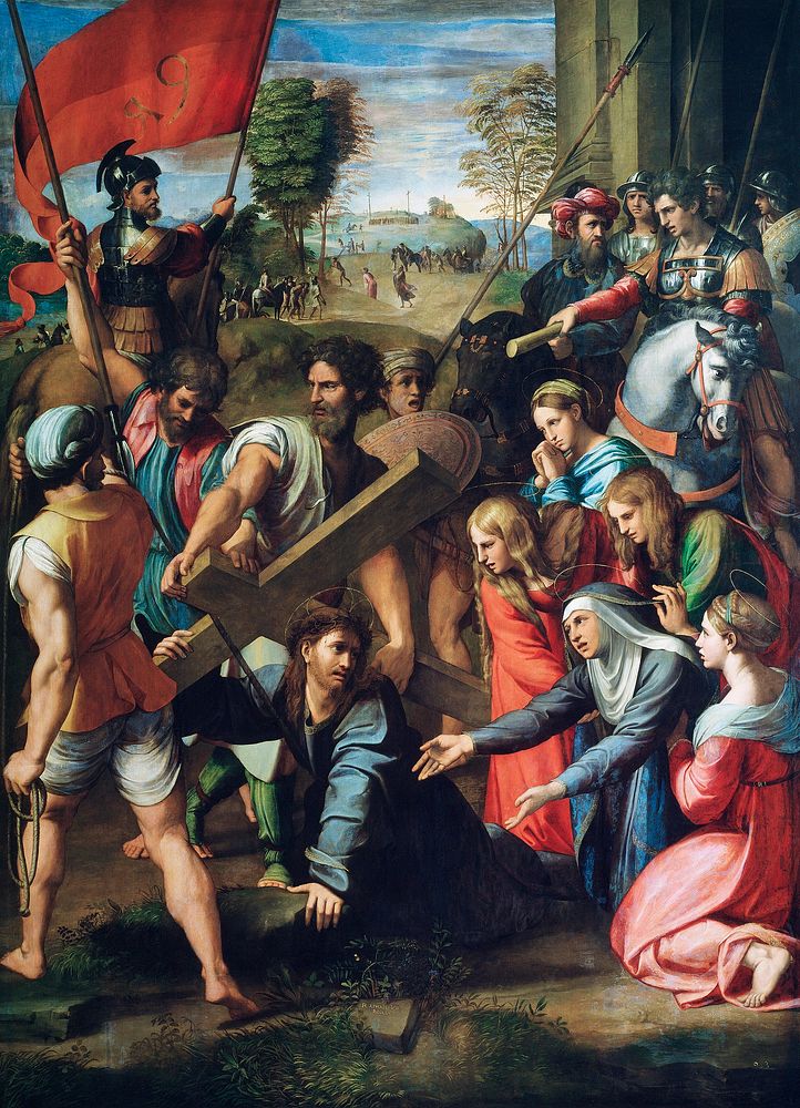 Raphael's Christ Falling on the Way to Calvary (ca. 1516) famous painting. Original from Wikimedia Commons. Digitally…