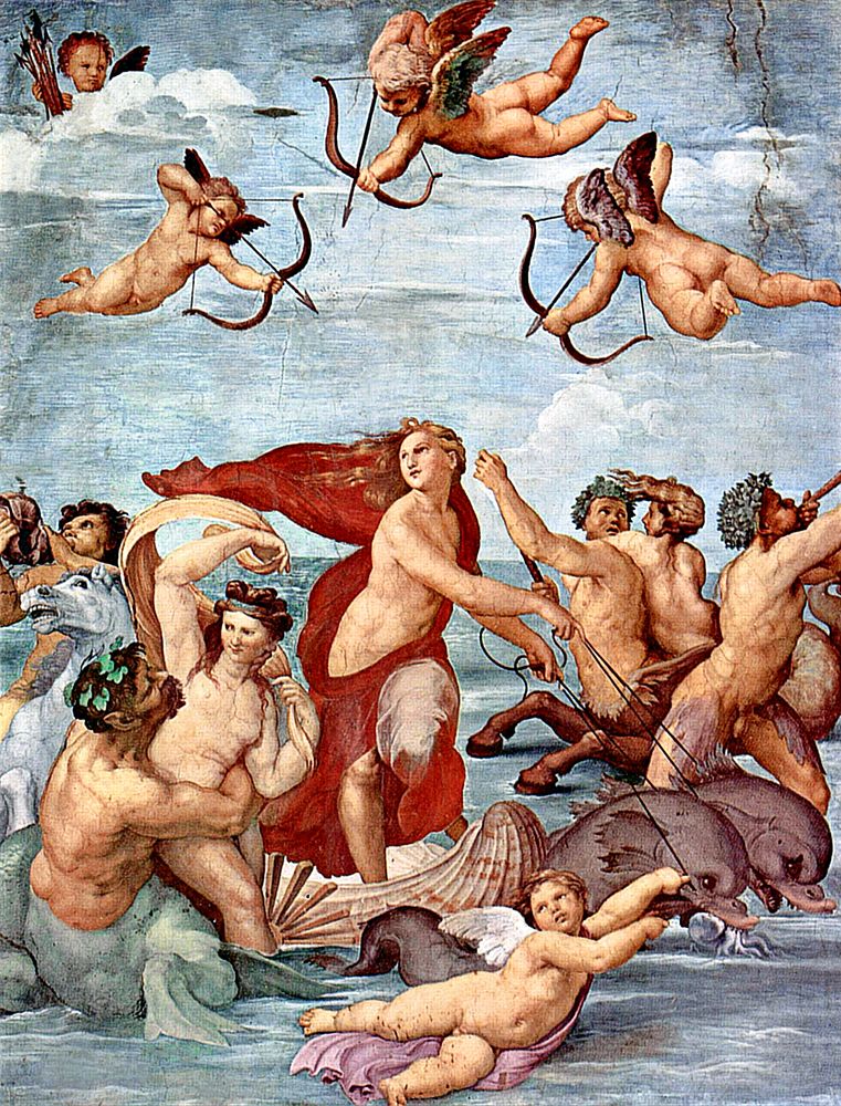 Raphael's The Triumph of Galatea (1511) famous painting. Original from Wikimedia Commons. Digitally enhanced by rawpixel.