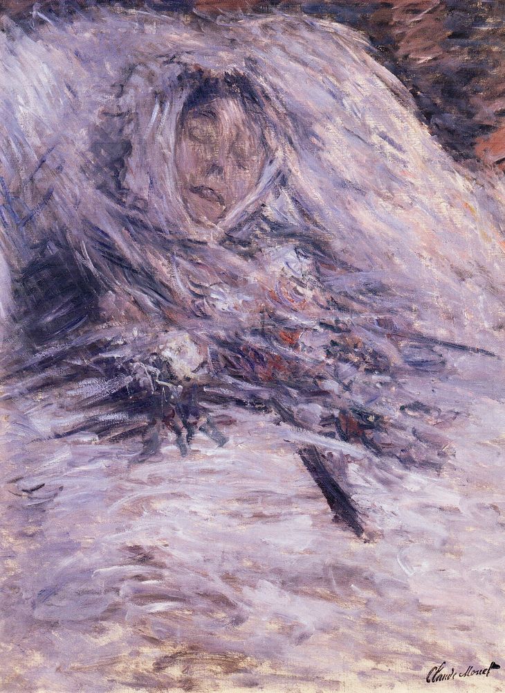 Claude Monet's Camille Monet on her deathbed (1879) famous painting. Original from Wikimedia Commons. Digitally enhanced by…