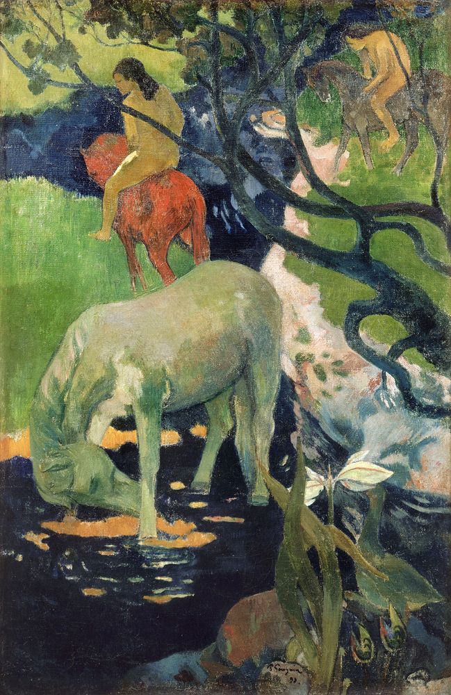 Paul Gauguin's The White Horse (1898) famous painting. Original from Wikimedia Commons. Digitally enhanced by rawpixel.