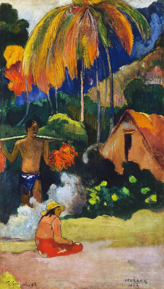 Paul Gauguin's Landscape in Tahiti (1892) famous painting. Original from Wikimedia Commons. Digitally enhanced by rawpixel.