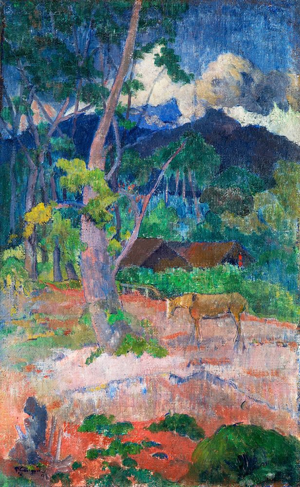 Paul Gauguin's Landscape with a Horse (1899) famous painting. Original from the Saint Louis Art Museum. Digitally enhanced…