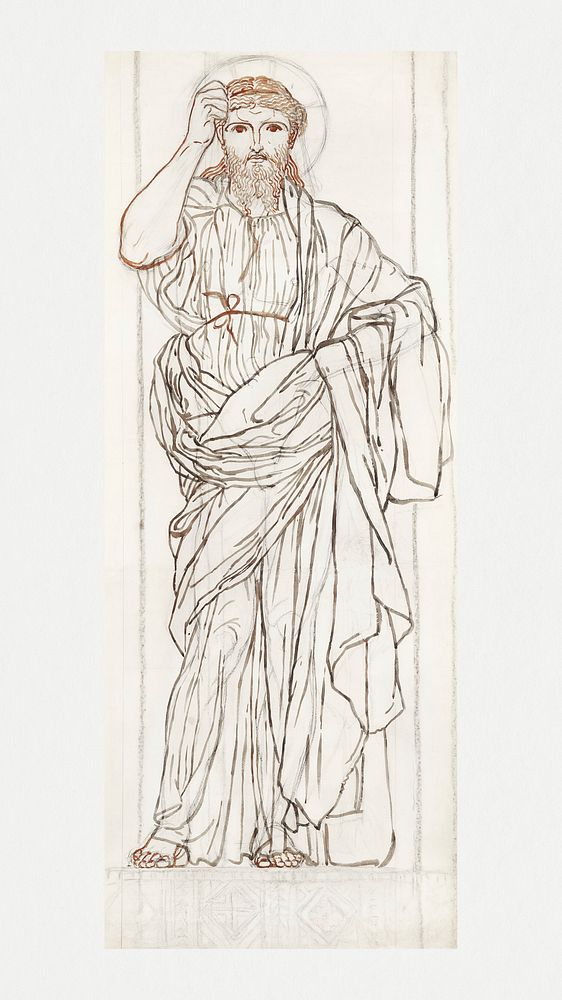 Full Length Figure of Christ (1850) drawing in high resolution by Albert Joseph Moore. Original from Birmingham Museum and…