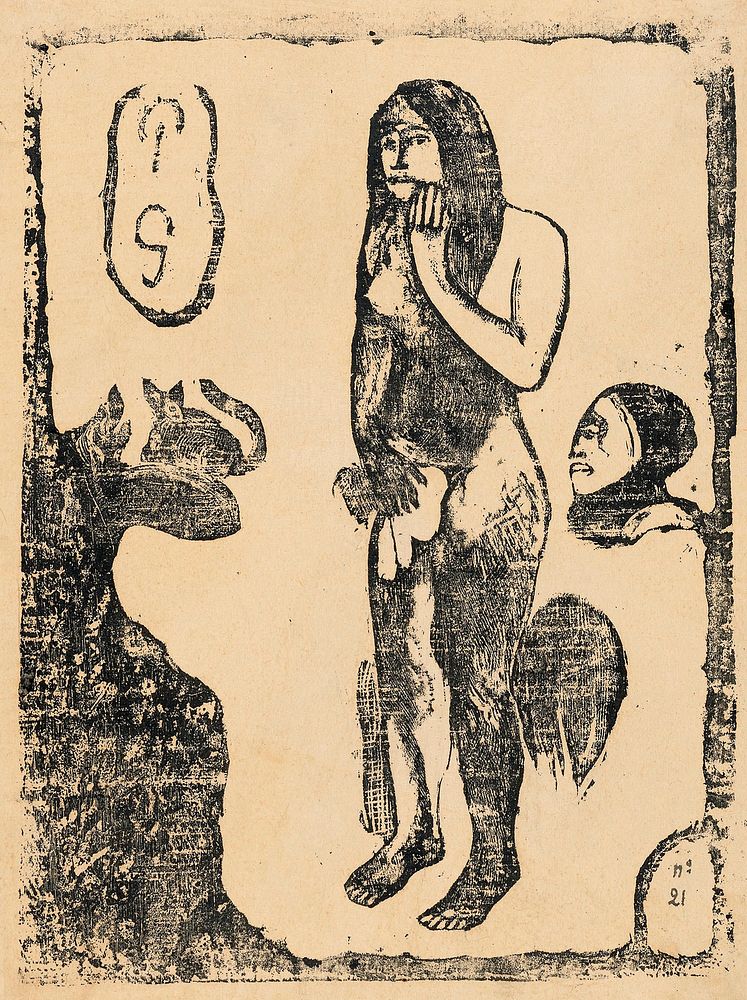 Eve, from the Suite of Late Wood-Block Prints (ca. 1898&ndash;1899) by Paul Gauguin. Original from The Art Institute of…