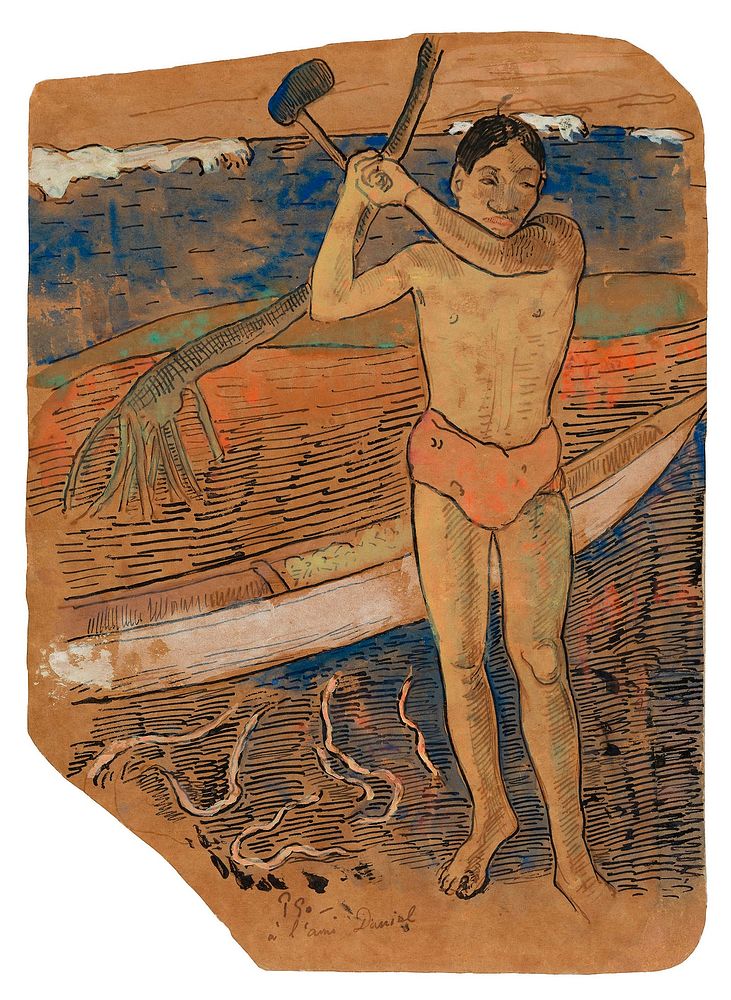 Man with an Ax (ca. 1891&ndash;1893) by Paul Gauguin. Original from The Art Institute of Chicago. Digitally enhanced by…